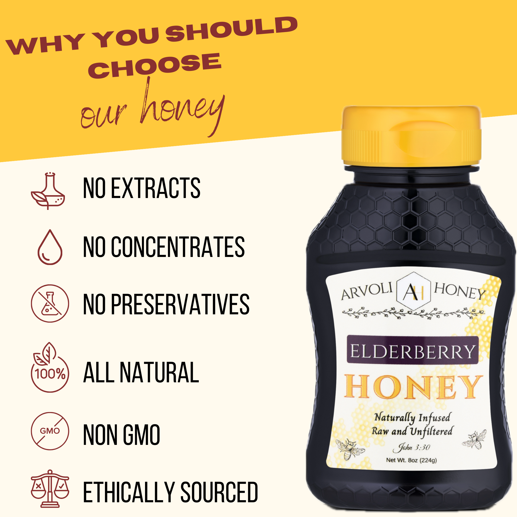 The Elderberry Honey Specialty Infused Honey Arvoli Honey